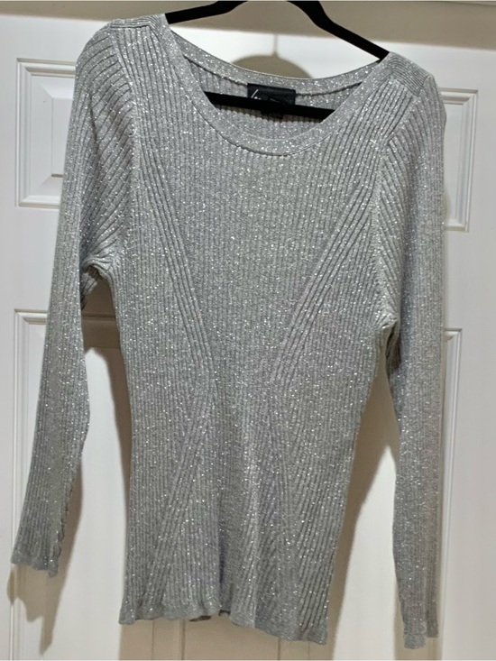 Lane Bryant Tops - Lane Bryant Sparkle Silver Ribbed Long Sleeve BODYCON Top NWOT 2X